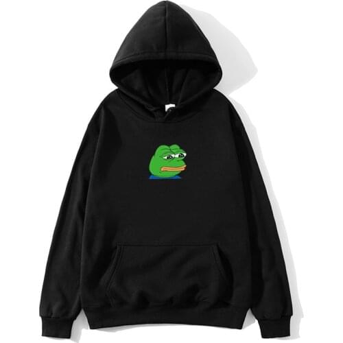 Harajuku Hip Hop Hoodies Sweatshirt Male Japanese fashion Casual hoodie Sad tearing frog Print Hoodies Men Hooded Sweatshirts