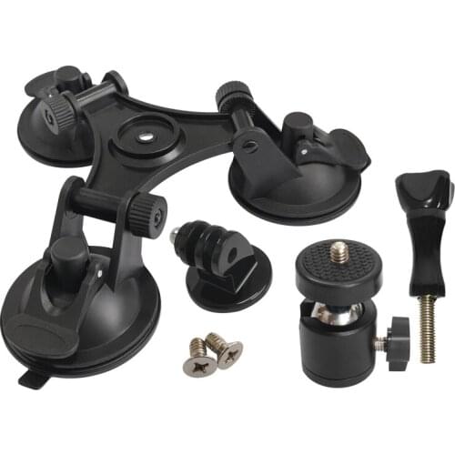 Car Windshield Triple Vacuum Suction Cup Mount for GoPro Hero 8/7/6/5/4/3/3+/2/1 Xiaoyi SJ4000 SJ5000 SJ7000