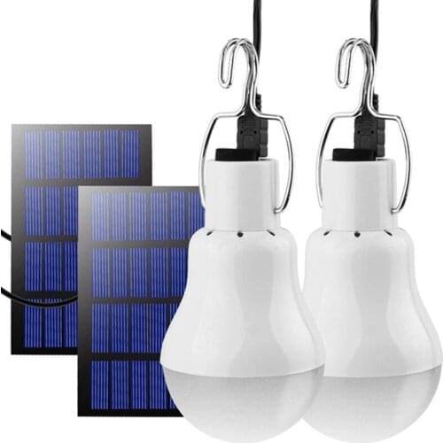 Solar Light Bulb Outdoor Portable Solar Powered Led Bulb Light for Chicken Coops Shed Hiking Fishing Camping (2 Pack)