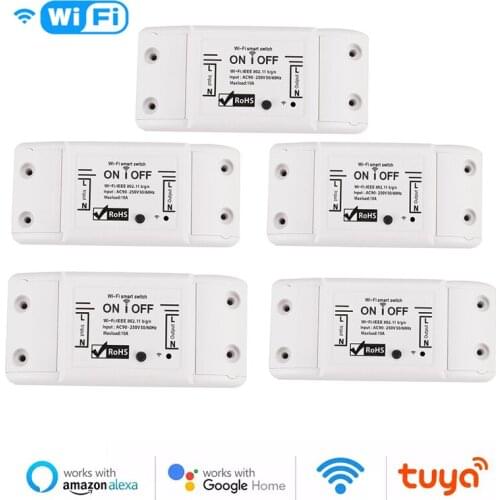 Universal Breaker DIY Wi-Fi Smart Light Switch Timer Tuya/Smart Life APP Wireless Remote Control Works With Alexa Google Home