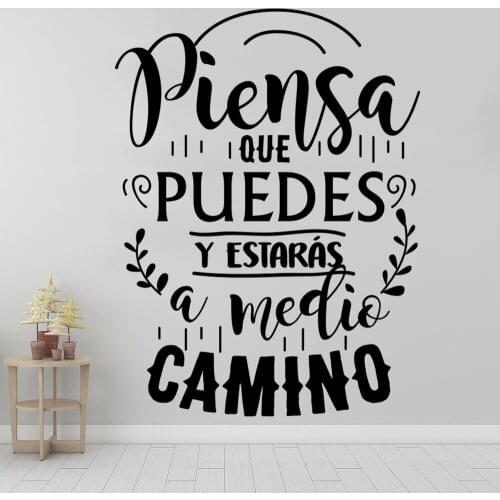 Piensa Que Puedes Y Estaras A Medio Camino Wall Decals With Motivating Phrase Vinyl Decorative Spanish Quotes Stickers RU2034