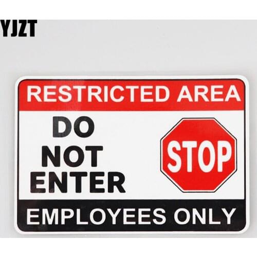 YJZT 12.7CM×8.7CM STOP Do Not Enter Employees Only Car Sticker PVC Decal 12C-0786