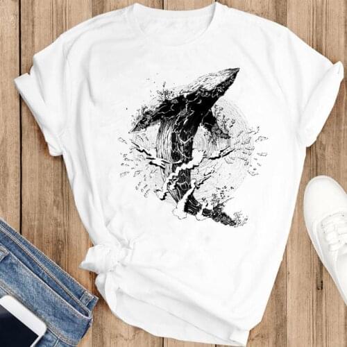 Women Graphic Watercolor Beach Animal Clothing Cartoon Fashion Summer Female Clothes Print Short Sleeve Tops Tees Tshirt T-Shirt