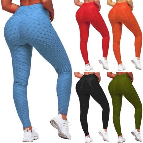 Women Hip Yoga Pants Lifting Exercise Bubble Sports Leggings Fitness Plus Size Hight Waist Running Full Length Active Pants