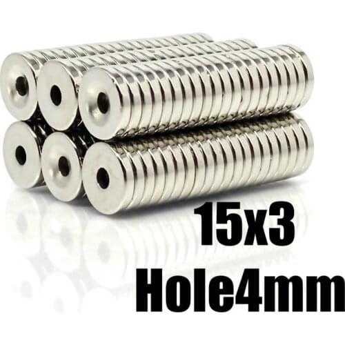 10~500PCS 15X3-4 mm Disc Ring Magnet 15X3 mm Hole 4mm Small Round Countersunk Magnets 15x3-4mm Neodymium Magnet 15*3-4 mm N35