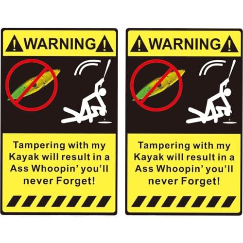 2 Pieces Waterproof Durable Warning Decal Stickers For Your Kayak