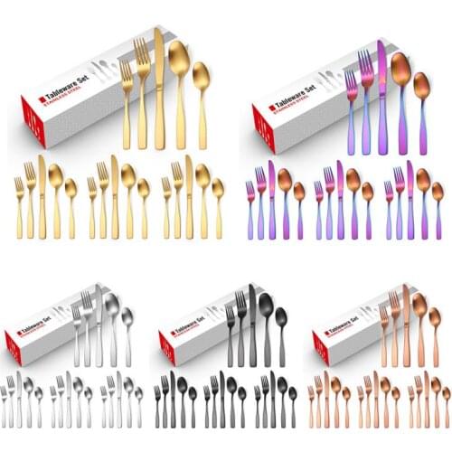 20-piece Gold Cutlery Set Cutlery Set Portable Stainless Steel Matte Cutlery Square Handle Cutlery Western Tableware Set