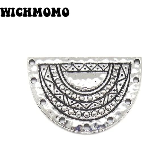 2019 Fashion 35mm 6pieces/bag Zinc Alloy Semicircle Porous Connector Charms Linker for DIY Necklace Earring Jewelry Accessories