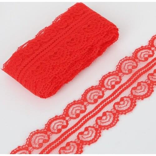 5yards/lot Red Lace Trim Ribbon 45MM Embroidered Lace Fabric For Sewing Wedding Decorations