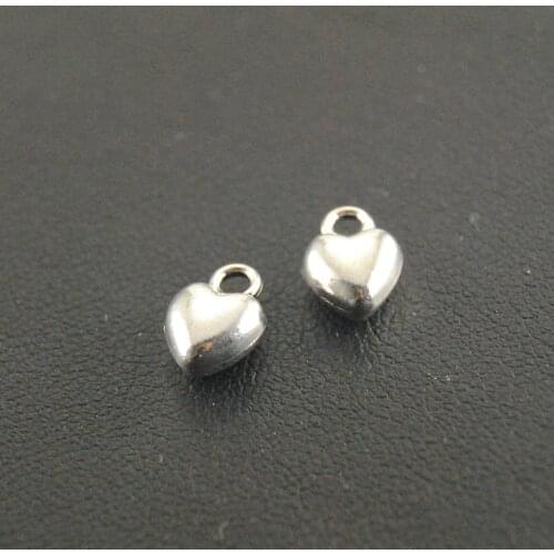 50 pcs 10x7mm Silver Color 3D Heart Alloy Charms Pendants Diy Jewelry Findings Accessories A237
