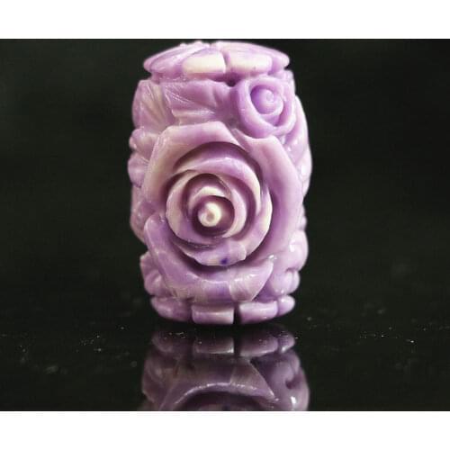 New purple synthetic shell 21x30mm drum cylinder column loose beads flower new diy jewelry 5pcs B902