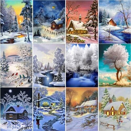 New 5D DIY Diamond Painting Snow Scene Diamond Embroidery Cross Stitch Scenery Full Square Round Drill Crafts Home Decor Gift