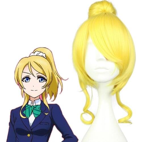 Anime LoveLive! Love Live Eli Ayase Hair Golden Clip Ponytail Heat Resistant Synthetic Hair Cosplay Hair