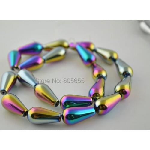 10x20mm Rainbow color Plating Hematite Tear Drop Beads Fashion Necklace Bracelet Jewelry making