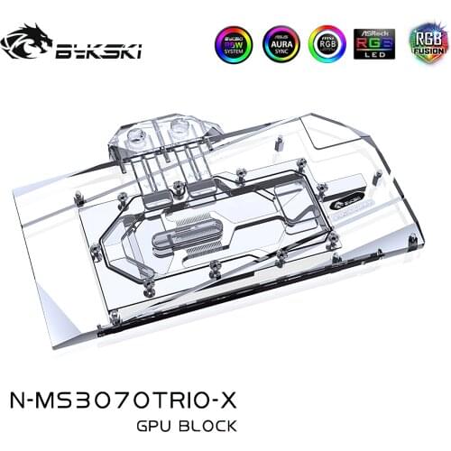 Bykski Full Cover GPU Water Cooling RGB Block w/ Backplate for MSI RTX3070 GAMING X TRIO N-MS3070TRIO-X