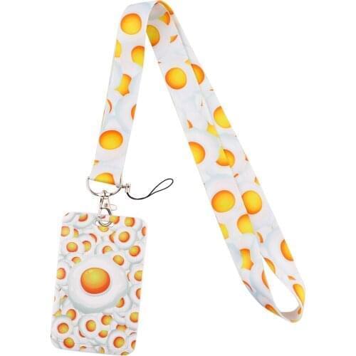 E3493 Cartoon Eggs Neck Strap Lanyard for key ID Card Gym Mobile Phone USB badge holder DIY Hang Rope With Card Holder