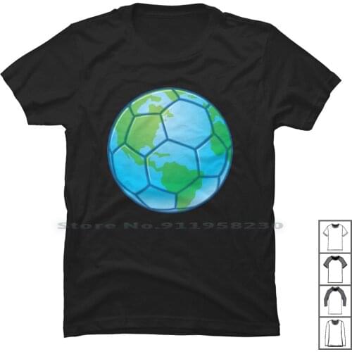 Planet Earth Soccer Ball T Shirt 100% Cotton Planet Earth Soccer Ball Vector Soccer Planet World Sport Earth Ball Port Plan Game