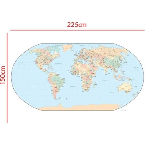 The World Map Mercator Projection 150x225cm Non-woven Non-Smell Map without National Flag For Travel and Tour