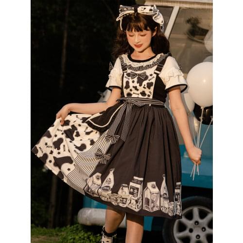 Classical Lolita JSK Dress Sleeveless Cow Pattern Mono Sweet Lolita Dress