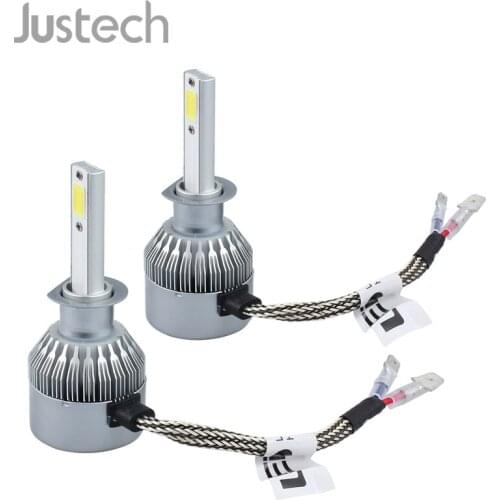 Justech 2Pcs H1 72W 7600LM COB LED Car Headlight Kit Super Bright LED Light Lamp Globes Bulbs White 6000K