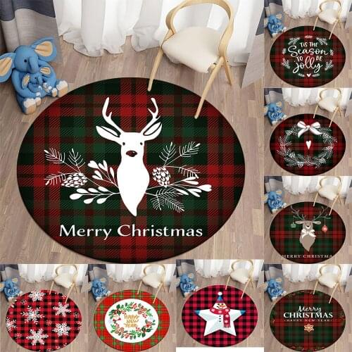 Plaid Christmas Round Carpet Merry Christmas Decorations for Home Christmas 2021 Ornaments Navidad Xmas Gift New Year 2022
