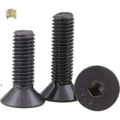 M2 M2.5 M3 M4 M5 M6 M8 M10 Din7991 Carbon steel Bolt DIY Hexagon Hex Socket Flat Head Countersunk Screw Black Furniture screws
