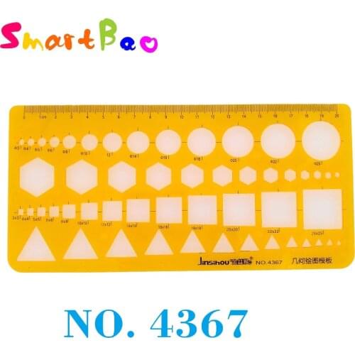 Math Drawing Template Geometry Ruler Student Stationery Triangle,Square,Circle,Hexagon Shapes No. 4367