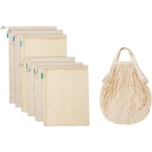 Reusable Produce Bags, Mesh Bags Cotton Grocery Bag for Shopping and Storage, ECO-Friendly Muslin Bags (7 Pack 3 Types)