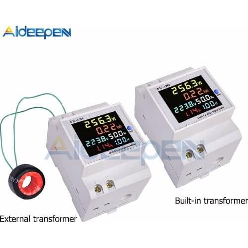 6 IN 1 Din Rail AC Monitor 110V 220V 380V 100A Voltage Current Power Factor Active KWH Electric Energy Frequency Meter VOLT AMP