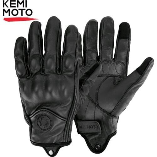KEMiMOTO Motorcycle Leather Gloves Cycling Motorbike Moto Guantes Protective Gears Touch Screen Real Leather Motocross Glove