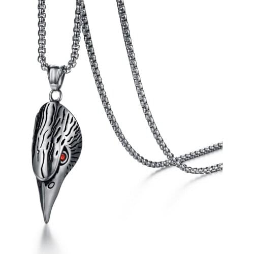 Valily Retro Eagle Head Pendant Mens Eagle Necklace Pendant Punk Stainless Steel Necklace for Men