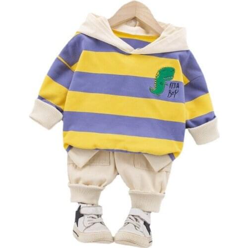 New Autumn Baby Clothes Sweatshirts Children Boys Girls Casual Striped Hoodies Pants 2Pcs/Sets Toddler Costume Kids Tracksuits