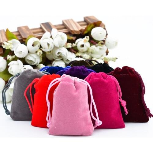 Wholesale Colorful Velvet Pouches 5x7cm/7x9cm/9x12cm Drawstring Jewelry Gift Packaging Bag Storage Bags For Home Office 500 pcs