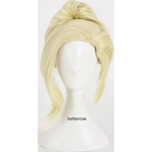 OW Mercy Angela Ziegler Cosplay Wigs Light Blond Ponytail Hair Heat Resistant Synthetic Hair Wig + Wig Cap