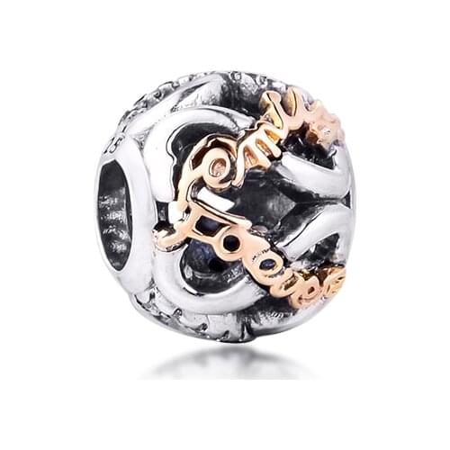 Fits for Pandora Bacelets Openwork infinity Charms with 14K Real Gold 100% 925 Sterling Silver Beads Free Shipping
