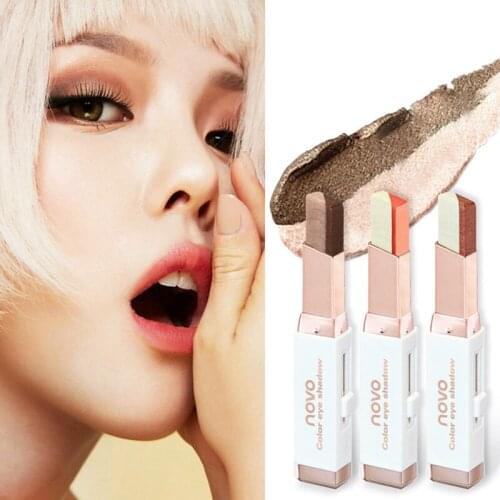 Professional Double Color Gradient Velvet Eye Makeup Shadow Stick Waterproof Shimmer Metallic Eyeshadow Makeup