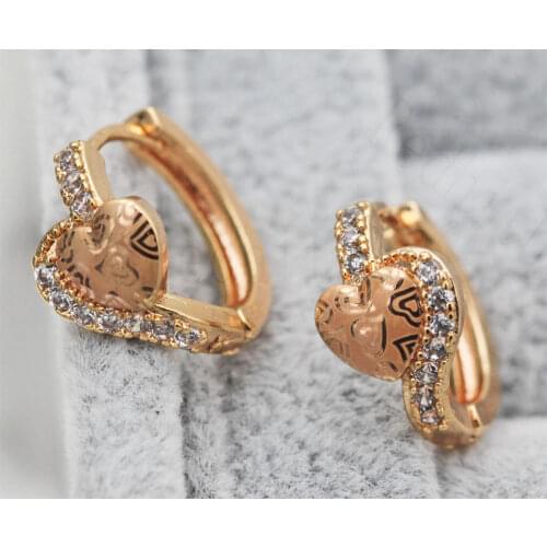 Luxury Jewelry Women Earrings Heart Small Hoop Earrings Fashion Zircon Gold Earrings Wedding Anniversay Gift OBS1899