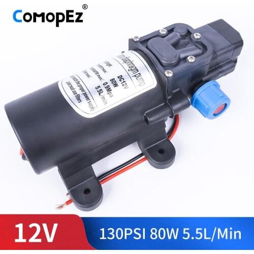 DC 12V 80W 130PSI 5.5L / Min Agricultural Electric Automatic Switch Water Pump Micro High Pressure Diaphragm Water Sprayer