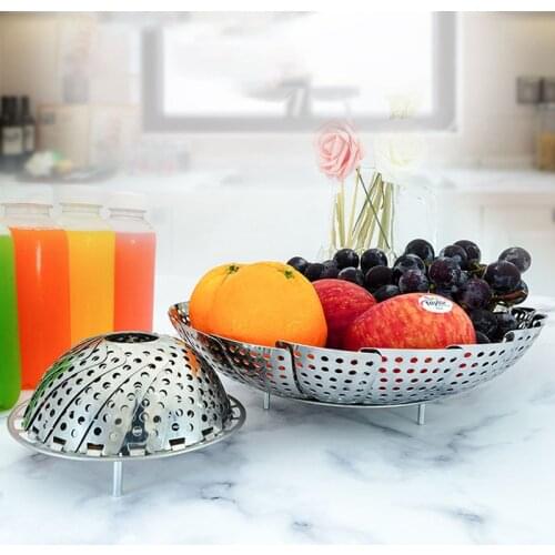 Steaming Plate Stainless Steel Folding Plate Telescopic Fruit Plate Kitchen Variety Steaming Plate Home Multi-Function Plate
