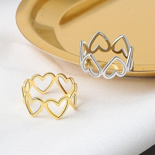 European American Heart-shaped Open Ring Womens Simple Hollow Heart-to-heart Temperament Index Finger Ring