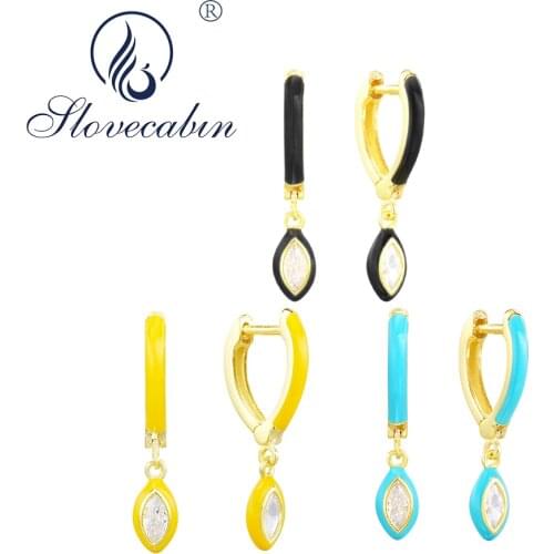 Slovecabin Colorful Enamel Huggies Earrings 925 Sterling Silver Piercing Hoop Earrings For Women Fine Jewelry Mothers Day Gift