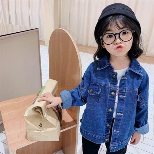 2020 Spring new Korean Children Wear Boys and Girls Classic Cool Denim Coat Jacket Black Blue XJ003