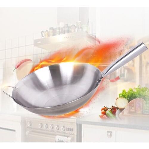 Stainless Steel Wok 1.6mm Thick High Quality Chinese Handmade Wok Traditional Non Stick Rusting Gas Wok Cooker Pan Cooking wok