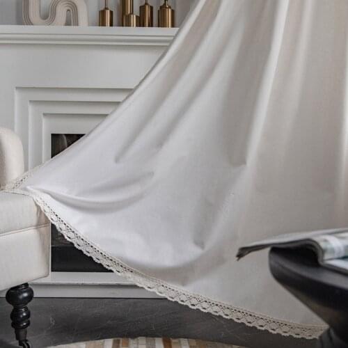 White Sunflower Lace Edge Curtain Bedroom Study Semi-blackout Curtains Background Cafe Decor Living Room Cortinas Para La Sala