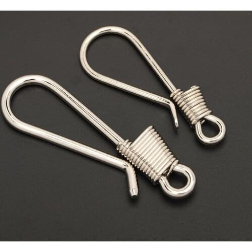 1pcs Brass Retro Wire Winding Keychain Silver Plated Belt U Hook Fish Hook Fob Clip 2 sizes Available