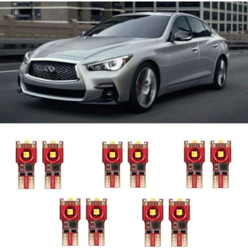 10pc w5w Car LED lighting For infiniti Q50 ex30d ex37 fx35 fx45 fx37 q45 Q40 Q70 QX50 QX60 QX70 QX80 fx50 interior light kit