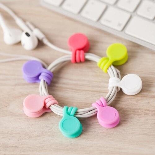 3Pcs Pinky Color Earphone Cord Winder Cable Holder Organizer Clips Multi Function Durable Magnet Headphones Winder Cables