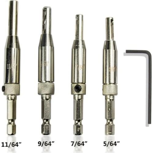 4pcs Door and Window Hinge Hinge Hole Opener Woodworking Hexagonal Drill Bit Positioning Special Shaped Drilling Set Tool