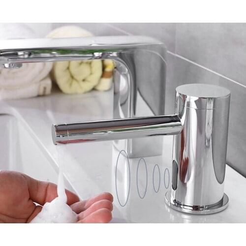 Free ship Single hole chrome color foam Sensor soap dispenser brass material