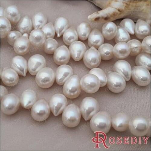 Wholesale 8*7mm Water Drop Natural Freshwater Pearls Beads Diy Jewelry Findings Accessories a String Roughly 65 pieces(JM6710)